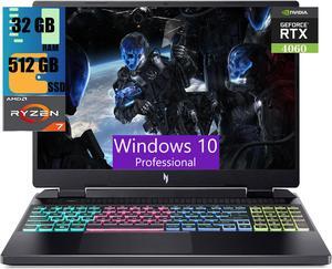 Acer Nitro 16 Gaming Laptop 16 WUXGA 165Hz Display AMD Ryzen 7 7840HS 8 Core Processor NVIDIA GeForce RTX 4060 8 GB 32GB DDR5 512GB PCIe SSD WiFi 6E  RGB Backlit KB Windows 10 Pro