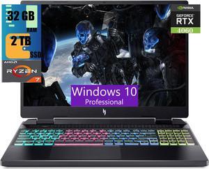Acer Nitro 16 Gaming Laptop 16 WUXGA 165Hz Display AMD Ryzen 7 7840HS 8 Core Processor NVIDIA GeForce RTX 4060 8 GB 32GB DDR5 2TB PCIe SSD WiFi 6E  RGB Backlit KB Windows 10 Pro