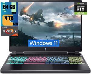 Acer Nitro 16 Gaming Laptop 16 WUXGA 165Hz Display AMD Ryzen 7 7840HS 8 Core Processor NVIDIA GeForce RTX 4060 8 GB 64GB DDR5 4TB PCIe SSD WiFi 6E  RGB Backlit KB Windows 11