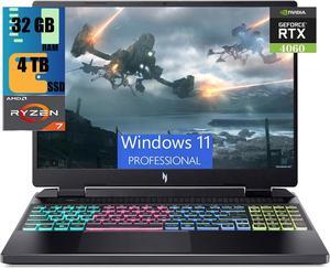 Acer Nitro 16 Gaming Laptop 16 WUXGA 165Hz Display AMD Ryzen 7 7840HS 8 Core Processor NVIDIA GeForce RTX 4060 8 GB 32GB DDR5 4TB PCIe SSD WiFi 6E  RGB Backlit KB Windows 11 Pro
