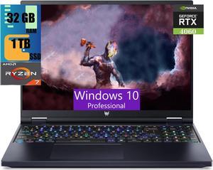 Acer Predator Helios 16 Gaming Laptop, 16" Quad HD 165Hz Display, Intel Core i7-13700HX 16-Cores Processor,NVIDIA GeForce RTX 4060 8GB, 32GB DDR5  1TB PCIe SSD, Killer Wi-Fi 6E, Windows 10 Pro