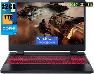 Acer Nitro 5 15 Gaming Laptop, 15.6" FHD 144Hz Display, Intel Core i5-12500H 12 cores Processor, NVIDIA GeForce RTX 3050 Ti 4GB GDDR6, 32GB DDR4  1TB PCIe SSD, Backlit Keyboard, Windows 11 Pro