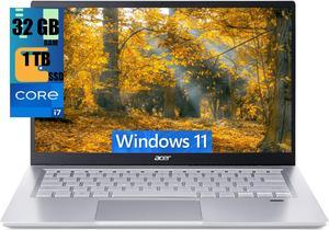 Acer Swift 3 14 Laptop, 14" FHD Display, Intel Core i7-1165G7 Quad-core Processor, Intel Iris Xe Graphics, 32GB DDR4  512GB PCIe SSD, Wi-Fi 6, Fingerprint Reader, Backlit Keyboard, Windows 11 Pro