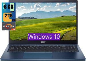 Acer Aspire 3 15 Laptop, 15.6" FHD Touchscreen Display, AMD Ryzen 5 7520U 4-Core Processor, AMD Radeon Graphics, 8GB  DDR4  2TB PCIe SSD, WiFi 6, Bluetooth, HD Webcam, USB A&C, Windows 10