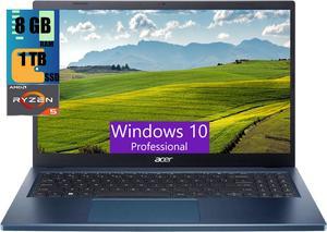 Acer Aspire 3 15 Laptop, 15.6" FHD Touchscreen Display, AMD Ryzen 5 7520U 4-Core Processor, AMD Radeon Graphics, 8GB DDR4  1TB PCIe SSD, WiFi 6, Bluetooth, HD Webcam, USB A&C, Windows 10 Pro