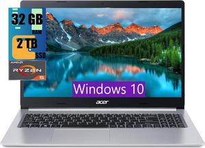 Acer Aspire 5 15 Slim Laptop, 15.6" Full HD (1920 x 1080), AMD Ryzen 5 5500U 6 Core Processor, AMD Radeon Graphics, 32GB DDR4  2TB PCIe SSD, WiFi 6, Backlit KB, Windows 10