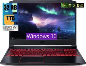 Acer Nitro 5 Gaming Laptop, 15.6" FHD 144Hz, Intel Core i5-10300H 4-core Processor, NVIDIA GeForce RTX 3050 4GB GDDR6, 32GB DDR4  1TB PCIe SSD, WiFi6, Backlit Keyboard, Windows 10