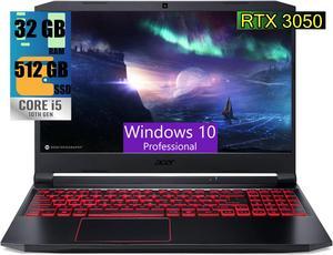 Acer Nitro 5 Gaming Laptop, 15.6" FHD 144Hz, Intel Core i5-10300H 4-core Processor, NVIDIA GeForce RTX 3050 4GB GDDR6, 32GB DDR4  512GB PCIe SSD, WiFi6, Backlit Keyboard, Windows 10 Pro