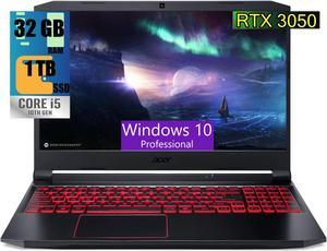 Acer Nitro 5 Gaming Laptop, 15.6" FHD 144Hz, Intel Core i5-10300H 4-core Processor, NVIDIA GeForce RTX 3050 4GB GDDR6, 32GB DDR4  1TB PCIe SSD, WiFi6, Backlit Keyboard, Windows 10 Pro