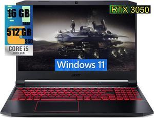 Acer Nitro 5 Gaming Laptop, 15.6" FHD 144Hz, Intel Core i5-10300H 4-core Processor, NVIDIA GeForce RTX 3050 4GB GDDR6, 16GB DDR4  512GB PCIe SSD, WiFi6, Backlit Keyboard, Windows 11