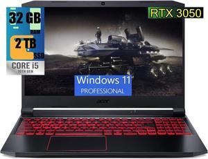 Acer Nitro 5 Gaming Laptop, 15.6" FHD 144Hz, Intel Core i5-10300H 4-core Processor, NVIDIA GeForce RTX 3050 4GB GDDR6, 32GB DDR4  2TB PCIe SSD, WiFi6, Backlit Keyboard, Windows 11 Pro