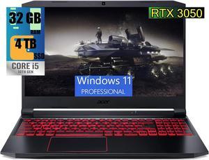 Acer Nitro 5 Gaming Laptop, 15.6" FHD 144Hz, Intel Core i5-10300H 4-core Processor, NVIDIA GeForce RTX 3050 4GB GDDR6, 32GB DDR4  4TB PCIe SSD, WiFi6, Backlit Keyboard, Windows 11 Pro