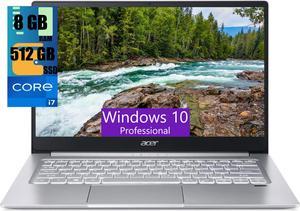 Acer Swift 3 14 Thin & Light Laptop, 14" Full HD Display, Intel Core i7-1165G7 4 cores Processor, Iris Xe Graphics, 8GB  DDR4  512GB  PCIe SSD, Fingerprint Reader, Back-lit KB, Windows 10 Pro