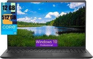 Dell Inspiron 3520 15 Laptop, 15.6" FHD Display, Intel Core i3-1215U 6 cores Processor, Intel UHD Graphics, 12GB DDR4  512GB PCIe SSD, SD Card Reader, Webcam, HDMI, Wi-Fi 6, Windows 10 Pro