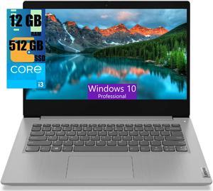 Lenovo IdeaPad 3i 14 Laptop, 14" FHD (1920 x 1080) Display, Intel i3-1115G4 2 Cores Processor, Intel UHD Graphics, 12GB DDR4  512GB PCIe SSD, Media Card Reader, Wi-Fi 6, Windows 10 Pro