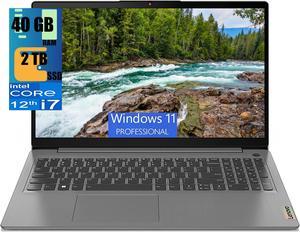 Lenovo IdeaPad 3 15 Laptop, 15.6" Full HD Touchscreen, Intel Core i7-1255U 10-Core Processor, Intel Iris Xe Graphics, 40GB DDR4  2TB PCIe SSD, Backlit Keyboard, Fingerprint, Windows 11 Pro