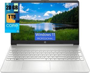 HP 15 Laptop, 15.6" Full HD (1920 x 1080) Display, Intel Core i3-1115G4 2 Cores Processor, Intel UHD Graphics, 20GB DDR4  1TB PCIe SSD, WiFi, Bluetooth 4.2, Webcam, Windows 11 Pro