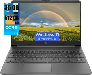 HP 15 Lightweight Laptop, 15.6" FHD (1920 x 1080) Display, Intel Core i3-1215U 6 cores Processor, Intel UHD Graphics, 36GB DDR4  512GB PCIe SSD, Wi-Fi 6 + Bluetooth. 5.1, Windows 11 Pro