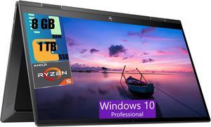 HP Envy X360 15 2-in-1 Laptop, 15.6" Full HD Touchscreen, AMD Ryzen 5 5625U 6-Cores Processors, AMD Radeon Graphics, 8GB DDR4  1TB PCIe SSD,Wi-Fi 6E Bluetooth 5.1, Windows 10 Pro