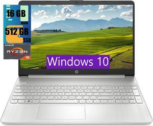 HP 15 Laptop, 15.6" HD Display, AMD Ryzen 5 5500U 6 Cores Processor, AMD Radeon Graphics, 16GB DDR4  512GB PCIe SSD, WiFi, Bluetooth, Webcam, Windows 10