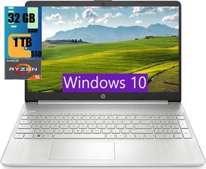 HP 15 Laptop, 15.6" HD Display, AMD Ryzen 5 5500U 6 Cores Processor, AMD Radeon Graphics, 32GB DDR4  1TB PCIe SSD, WiFi, Bluetooth, Webcam, Windows 10