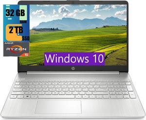 HP 15 Laptop, 15.6" HD Display, AMD Ryzen 5 5500U 6 Cores Processor, AMD Radeon Graphics, 32GB DDR4  2TB PCIe SSD, WiFi, Bluetooth, Webcam, Windows 10