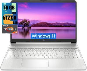 HP 15 Laptop, 15.6" HD Display, AMD Ryzen 5 5500U 6 Cores Processor, AMD Radeon Graphics, 16GB DDR4  512GB PCIe SSD, WiFi, Bluetooth, Webcam, Windows 11