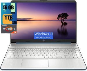 HP 15 Laptop, 15.6" FHD (1920 x 1080) Display, AMD Ryzen 5 5500U 6 Cores (Up to 4.0GHz) Processor, AMD Radeon Graphics, 16GB DDR4  1TB PCIe SSD, Bluetooth 4.2 Webcam, Windows 11 Pro