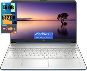 HP 15 Laptop, 15.6" FHD (1920 x 1080) Display, AMD Ryzen 5 5500U 6 Cores (Up to 4.0GHz) Processor, AMD Radeon Graphics, 16GB DDR4  512GB PCIe SSD, Bluetooth 4.2 Webcam, Windows 11 Pro