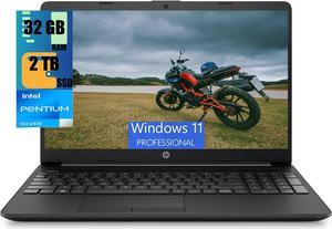 HP 15 Laptop, 15.6" HD Display, Intel Pentium N5030 4 cores Processor, Intel UHD Graphics, 32GB DDR4  2TB PCIe SSD, Media Card Reader, Wi-Fi 5 and Bluetooth, Windows 11 Pro