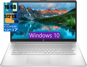 HP 17 Business Laptop, 17.3" HD+ Touchscreen, Intel Core i7-1255U 10 Cores Processor, Intel Iris Xe Graphics, 16GB DDR4  512GB PCIe SSD, WiFi 6, Bluetooth, Backlit Keyboard, Windows 10