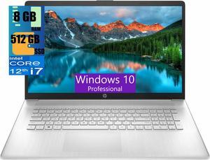 HP 17 Business Laptop, 17.3" HD+ Touchscreen, Intel Core i7-1255U 10 Cores Processor, Intel Iris Xe Graphics, 8GB DDR4  512GB PCIe SSD, WiFi 6, Bluetooth, Backlit Keyboard, Windows 10 Pro