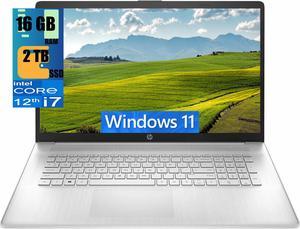 HP 17 Business Laptop, 17.3" HD+ Touchscreen, Intel Core i7-1255U 10 Cores Processor, Intel Iris Xe Graphics, 16GB DDR4  2TB PCIe SSD, WiFi 6, Bluetooth, Backlit Keyboard, Windows 11