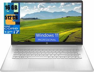 HP 17 Business Laptop, 17.3" HD+ Touchscreen, Intel Core i7-1255U 10 Cores Processor, Intel Iris Xe Graphics, 16GB DDR4  512GB PCIe SSD, WiFi 6, Bluetooth, Backlit Keyboard, Windows 11 Pro