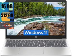 HP 15.6 Laptop, 15.6" FHD (1920 x 1080) Display, AMD Ryzen 5 7520U 4-Core Processor, AMD Radeon Graphics, 16GB DDR4  512GB PCIe SSD, Wi-Fi 6, Bluetooth 5.3, HD Camera, Windows 11