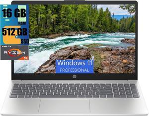 HP 15.6 Laptop, 15.6" FHD (1920 x 1080) Display, AMD Ryzen 5 7520U 4-Core Processor, AMD Radeon Graphics, 16GB DDR4  512GB PCIe SSD, Wi-Fi 6, Bluetooth 5.3, HD Camera, Windows 11 Pro