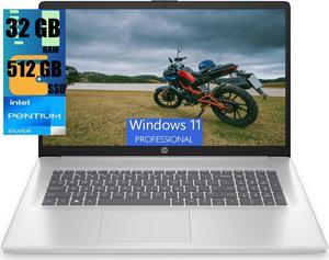 HP 17 Laptop, 17.3" HD+ Touchscreen, Intel Pentium Silver N5030 4 cores Processor, Intel UHD Graphics, 32GB DDR4  512GB PCIe SSD, 802.11AC WiFi, Bluetooth 5.0, Windows 11 Pro