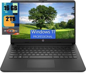 HP 14 Laptop, 14" HD Touchscreen, AMD Ryzen 3 5300U 4 Cores Processor, AMD Radeon Graphics, 16GB DDR4  2TB PCIe SSD, Wi-Fi, Bluetooth, HDMI, Webcam, Windows 11 Pro