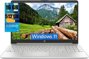 HP 15 Laptop, 15.6" HD (1366 x 768) Touchscreen, Intel Core i5-1155G7 4 Cores Processor, Intel Iris Xe Graphics, 16GB DDR4  512GB PCIe SSD, HDMI, Wi-Fi and Bluetooth, Windows 11