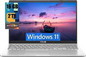 ASUS VivoBook 15 Laptop, 15.6" FHD (1920 x 1080) Display, AMD Dual-core Ryzen 3 3250U Processor, AMD Radeon Graphics, 16GB DDR4  2TB PCIe SSD, VGA Camera, SonicMaster Audio, Windows 11