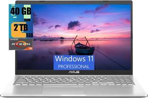 ASUS VivoBook 15 Laptop, 15.6" FHD (1920 x 1080) Display, AMD Dual-core Ryzen 3 3250U Processor, AMD Radeon Graphics, 40GB DDR4  2TB PCIe SSD, VGA Camera, SonicMaster Audio, Windows 11 Pro