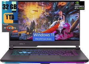 ASUS ROG Strix G15 Gaming Laptop, 15.6" WQHD IPS 165Hz Display, AMD Ryzen 7 6800H Octa-core Processor, NVIDIA GeForce RTX 3060 6 GB GDDR6, 32GB DDR5  1TB PCIe SSD, RGB Backlit, Windows 11 Pro
