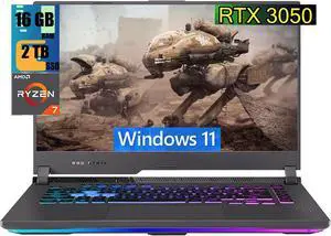 ASUS ROG Strix G17 Gaming Laptop, 17.3" FHD 144Hz Display, AMD Ryzen 7 6800H 8 cores Processor, NVIDIA GeForce RTX 3050 4GB GDDR6, 16GB DDR5  2TB PCIe SSD, RGB Keyboard, Windows 11