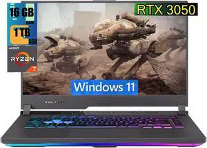 ASUS ROG Strix G17 Gaming Laptop, 17.3" FHD 144Hz Display, AMD Ryzen 7 6800H 8 cores Processor, NVIDIA GeForce RTX 3050 4GB GDDR6, 16GB DDR5  1TB PCIe SSD, RGB Keyboard, Windows 11