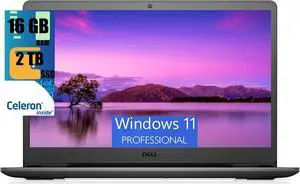 Dell Inspiron 15 Laptop, 15.6" HD Display, Intel Celeron N4020 Dual-Core Processor, Intel UHD Graphics, 16GB DDR4  2TB PCIe SSD, Wi-Fi and Bluetooth, Windows 11 Pro