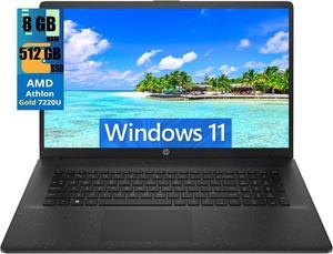 HP 17 Laptop, 17.3" HD+ (1600x900) 60Hz Display, AMD Athlon Gold 7220U 2-Cores Processor, AMD Radeon Graphics, 8GB  DDR4  512GB  PCIe SSD, WiFi 6, Bluetooth 5.3, Windows 11 Home