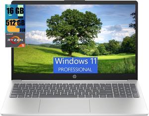 HP 15 Laptop, 15.6" HD (1366x768) Touchscreen, Ryzen 5 7530U 6-Cores Processor, AMD Radeon Graphics, 16GB DDR4  512GB PCIe SSD, Backlit KB, WiFi 6, BT 5.3, Webcam, Windows 11 Pro