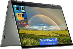 Dell Inspiron 14 2-in-1 Laptop, 14" FHD+ Touchscreen, AMD Ryzen 5 5625U 6 cores Processor, AMD Radeon Graphics, 16GB DDR4  1TB PCIe SSD, Backlit Keyboard, Fingerprint Reader, Windows 11 Pro
