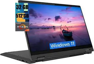 Lenovo Flex 5 14 2-in-1 Laptop, 14" FHD Touchscreen, AMD Ryzen 7 5700U 8 Cores Processor, AMD Radeon Graphics, 32GB DDR4  512GB PCIe SSD, Backlit Keyboard, Fingerprint Reader, Windows 11