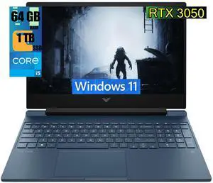 HP Victus 15 Gaming Laptop, 15.6" FHD 144Hz Display, Intel Core i5-12450H 8 Cores Processor, NVIDIA GeForce RTX 3050 4 GB GDDR6, 64GB DDR4  1TB PCIe SSD, Backlit Keyboard, Wi-Fi 6, Windows 11
